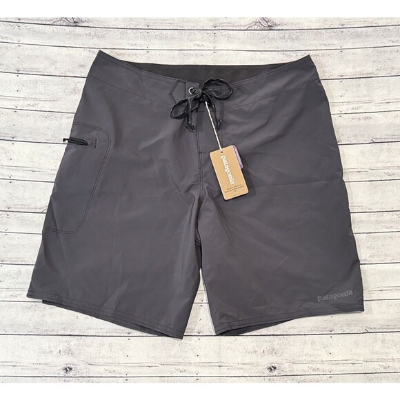 PATAGONIA Womens Stretch Hydropeak Boardshorts Sz 2 Gray Zip Pocket NEW NWT